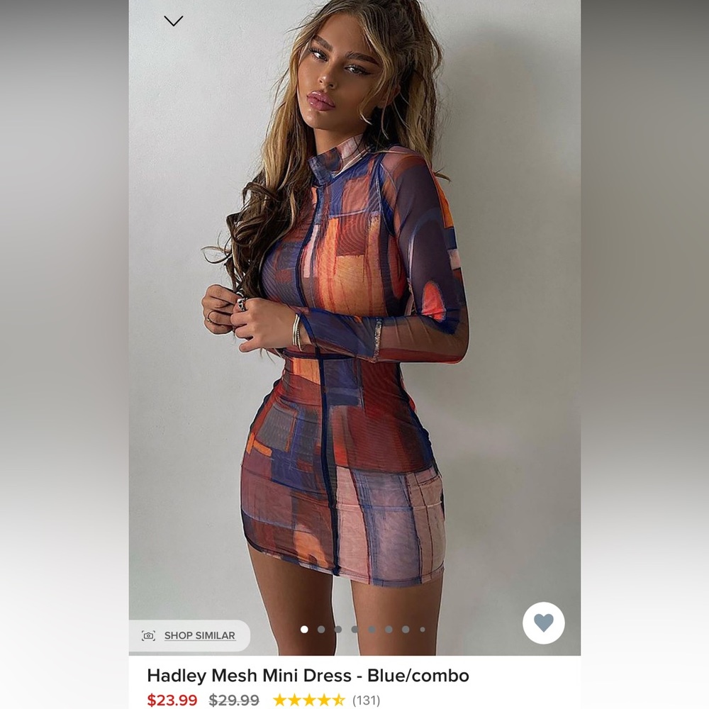 Hadley Mesh Mini Dress - Blue/combo
Size: S